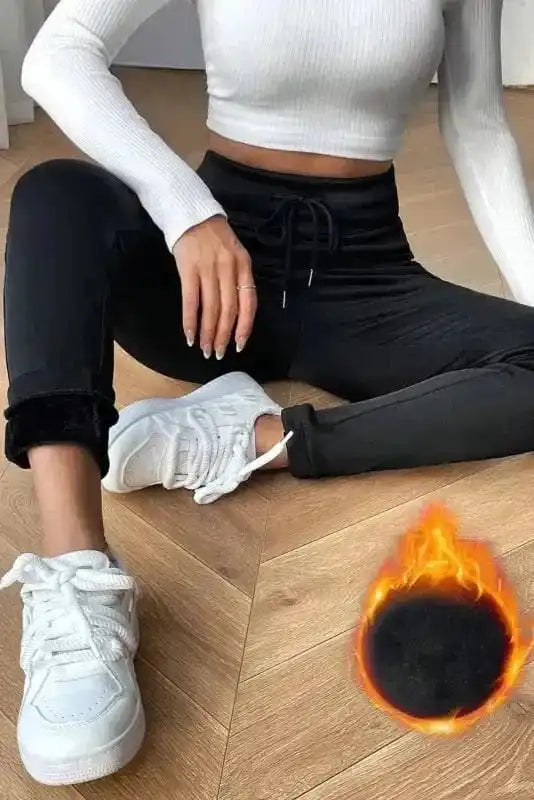 Thermal Leggings Black / S / 70%Polyester+27%Viscose+3%Elastane CozyFit Thermal Drawstring Leggings