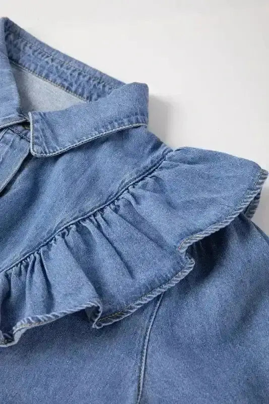 Tops/Blouses & Shirts Dusk Blue Denim Ruffled Shirt