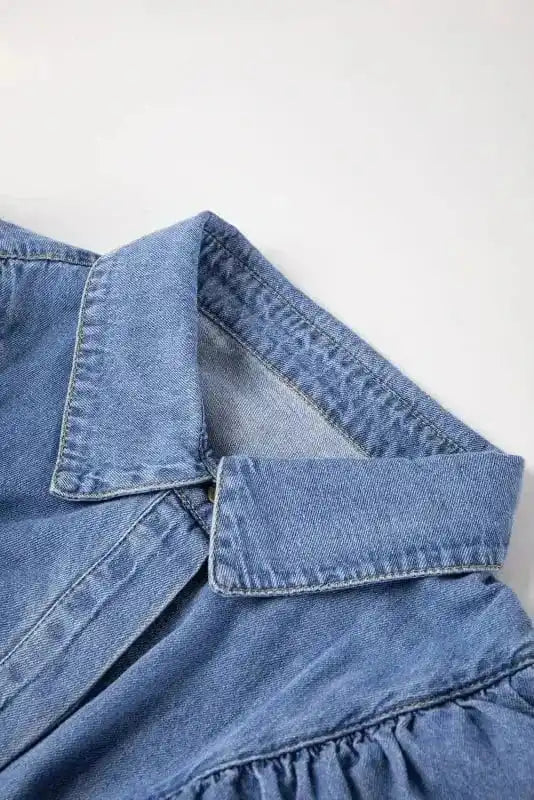 Tops/Blouses & Shirts Dusk Blue Denim Ruffled Shirt