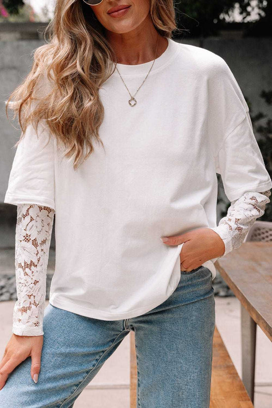 Tops Romantic Lace Long Sleeve Top