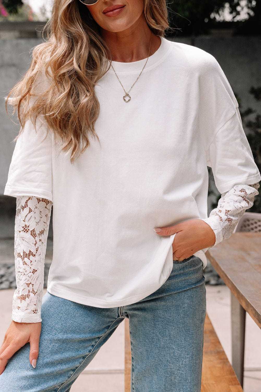 Tops Romantic Lace Long Sleeve Top