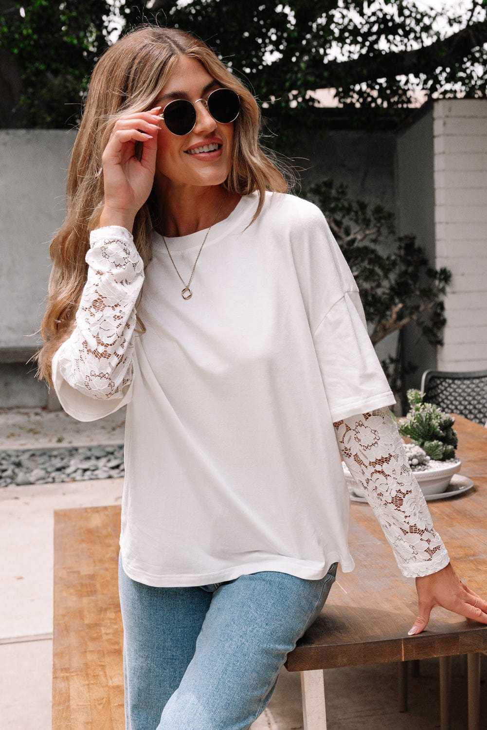 Tops Romantic Lace Long Sleeve Top