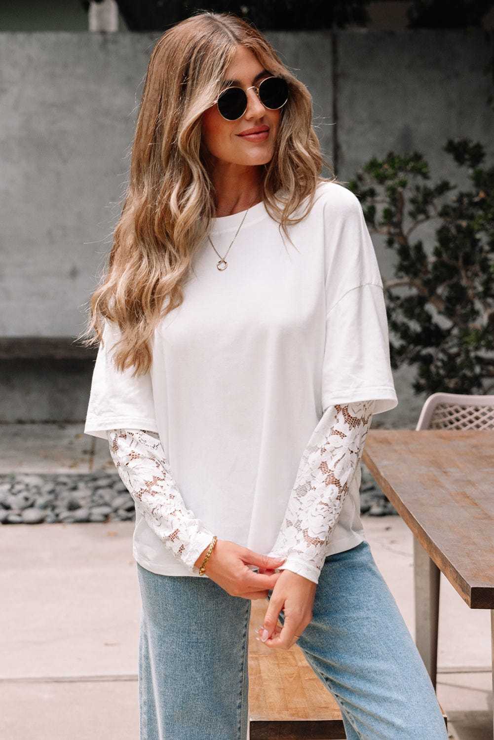 Tops Romantic Lace Long Sleeve Top