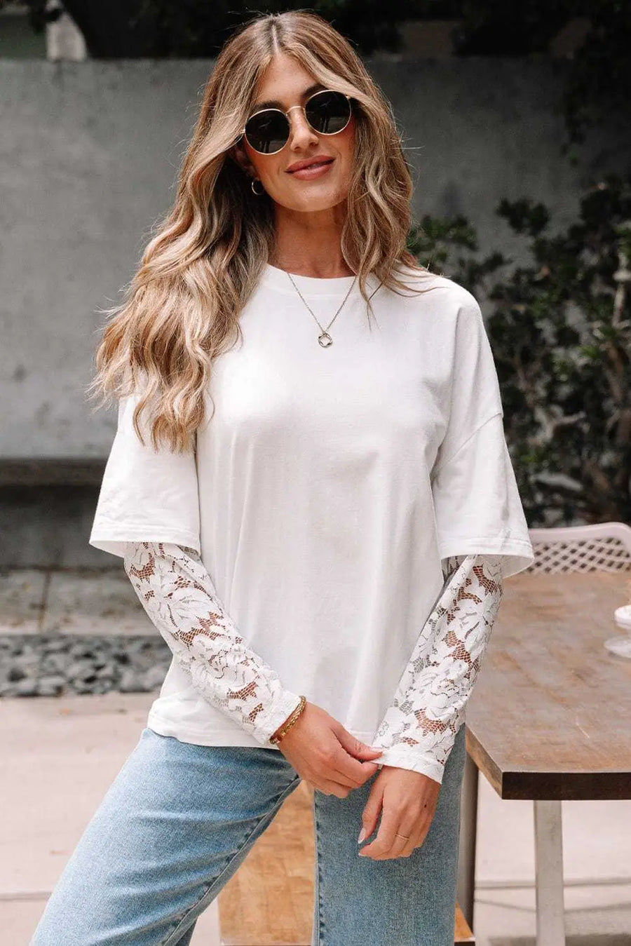 Tops Romantic Lace Long Sleeve Top