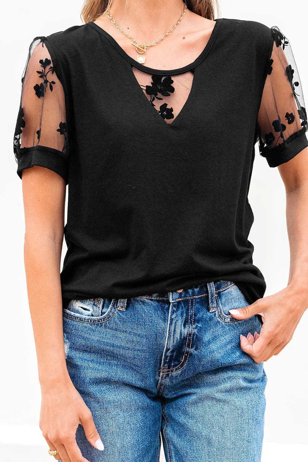 Tops & Tees Dark Elegance Lace Tee