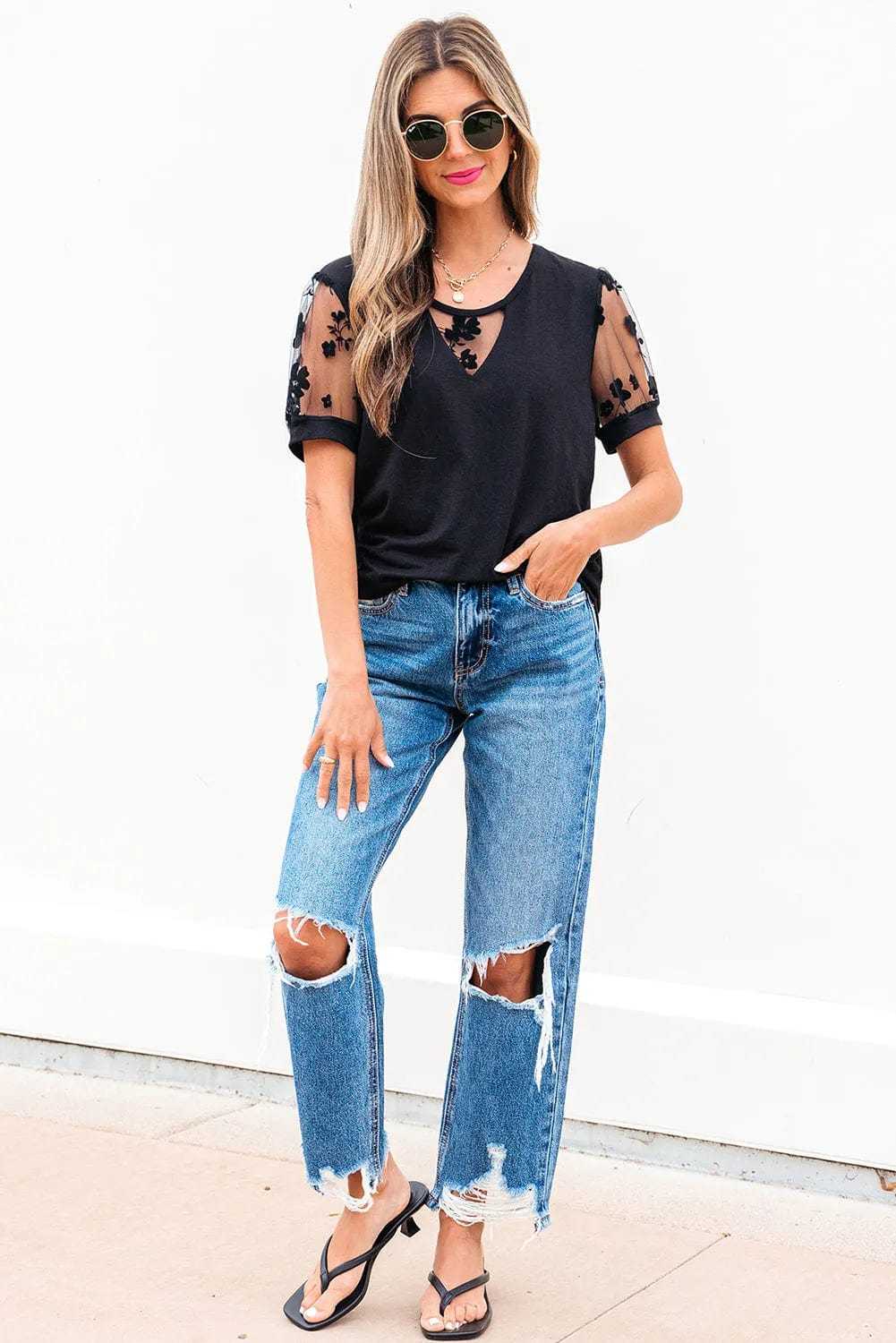 Tops & Tees Dark Elegance Lace Tee