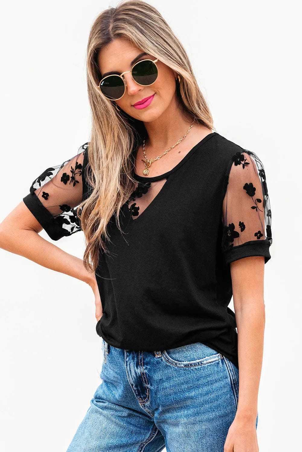 Tops & Tees Dark Elegance Lace Tee