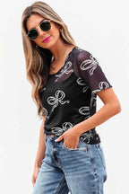 Tops & Tees Midnight Bow Mesh Tee