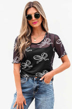 Tops & Tees Midnight Bow Mesh Tee