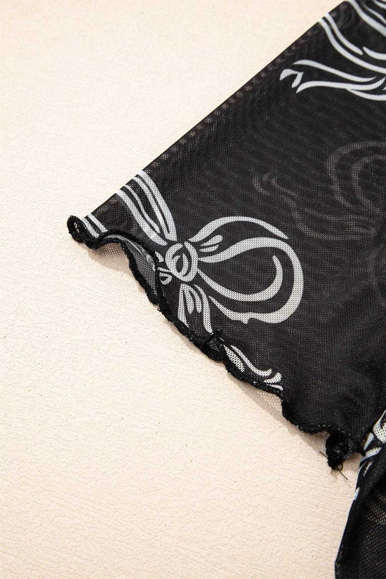 Tops & Tees Midnight Bow Mesh Tee