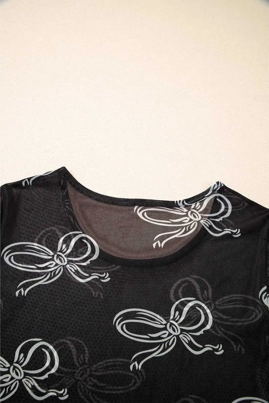 Tops & Tees Midnight Bow Mesh Tee