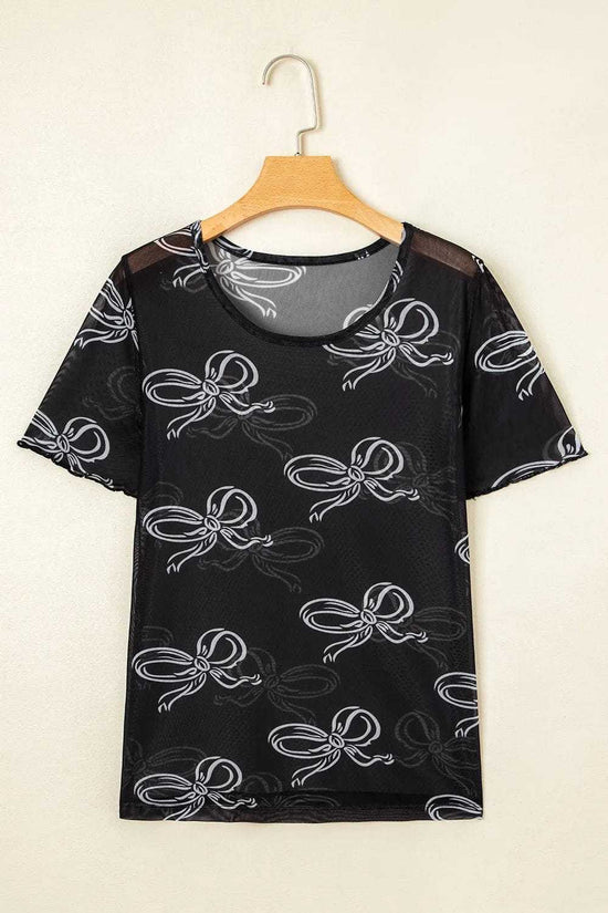 Tops & Tees Midnight Bow Mesh Tee