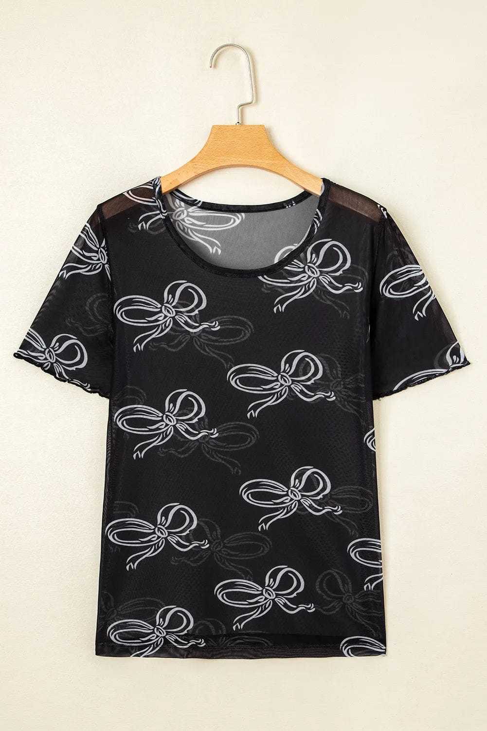 Tops & Tees Midnight Bow Mesh Tee