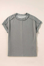 Tops/Tops & Tees Summer Knit Exposed Stitching T-shirt