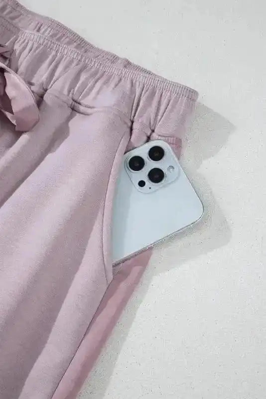 Trousers Satin-Stripe Drawstring High-Waist Pants