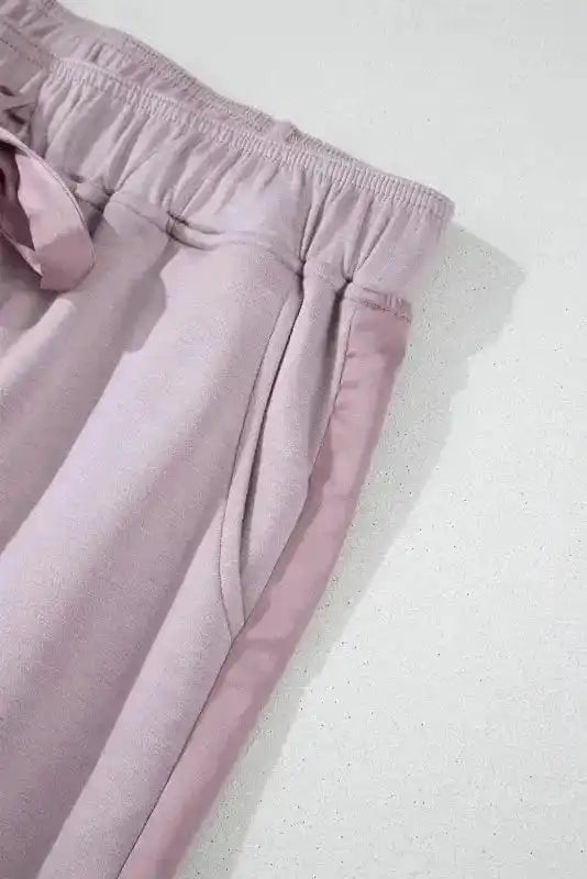 Trousers Satin-Stripe Drawstring High-Waist Pants