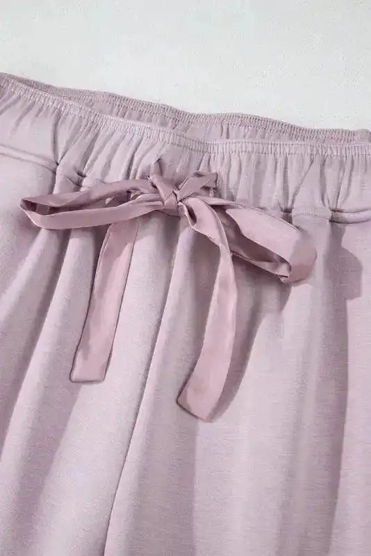 Trousers Satin-Stripe Drawstring High-Waist Pants