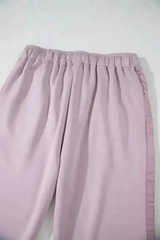 Trousers Satin-Stripe Drawstring High-Waist Pants