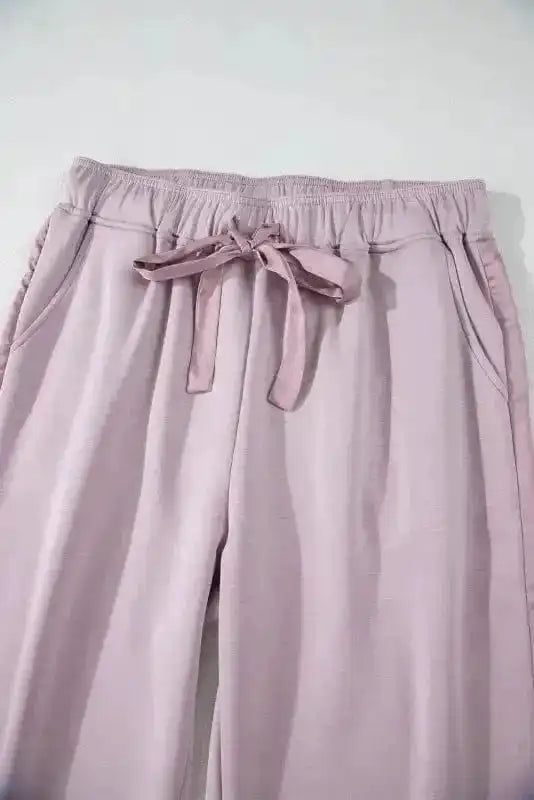 Trousers Satin-Stripe Drawstring High-Waist Pants