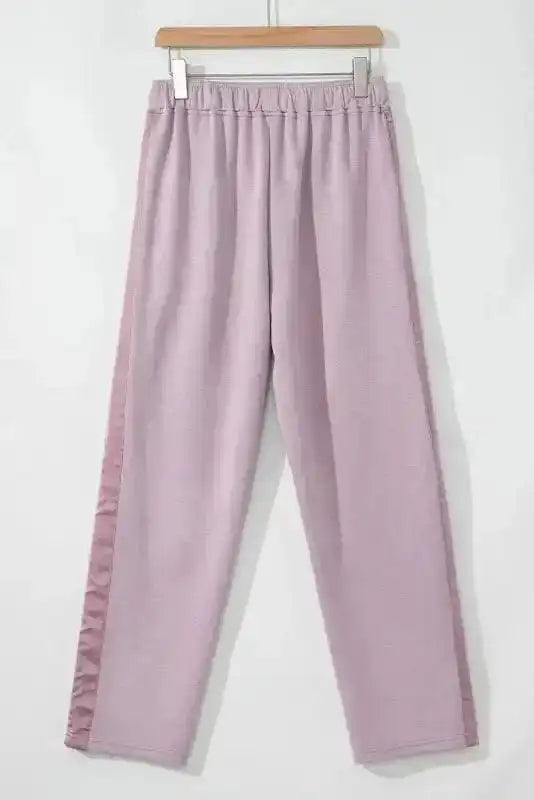 Trousers Satin-Stripe Drawstring High-Waist Pants