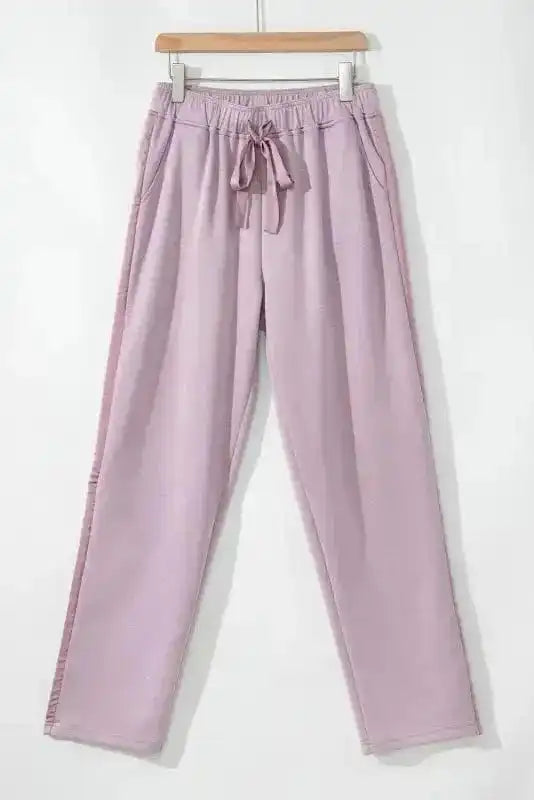 Trousers Satin-Stripe Drawstring High-Waist Pants