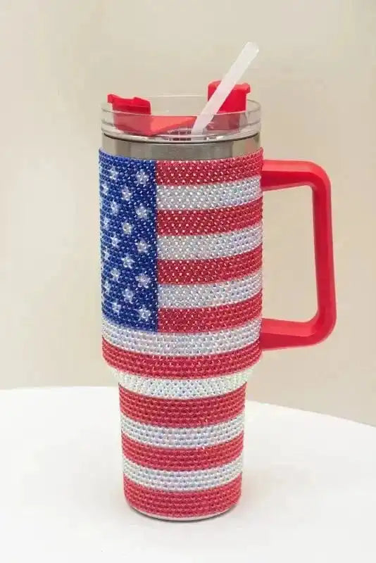 Tumblers Red / ONE SIZE / 304 Stainless Steel Patriot Sparkle 40oz Thermos Tumbler