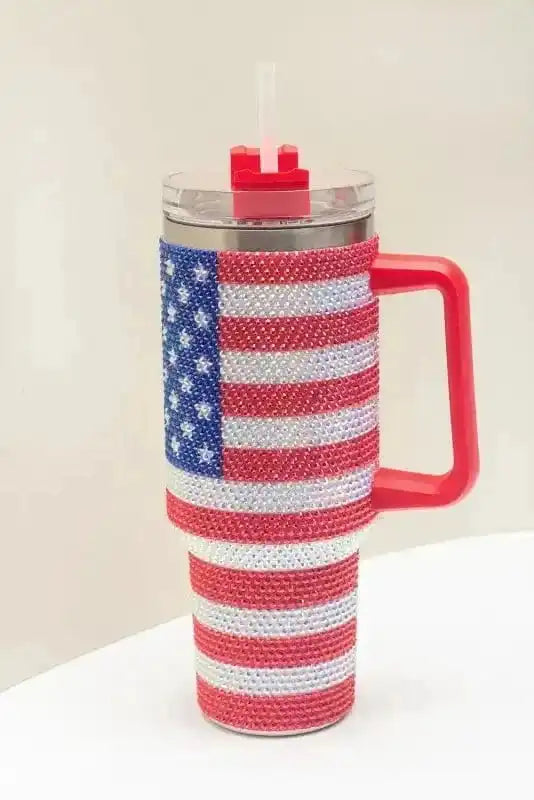 Tumblers Red / ONE SIZE / 304 Stainless Steel Patriot Sparkle 40oz Thermos Tumbler
