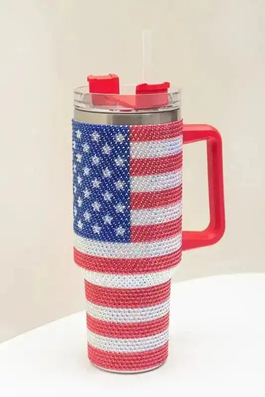 Tumblers Red / ONE SIZE / 304 Stainless Steel Patriot Sparkle 40oz Thermos Tumbler