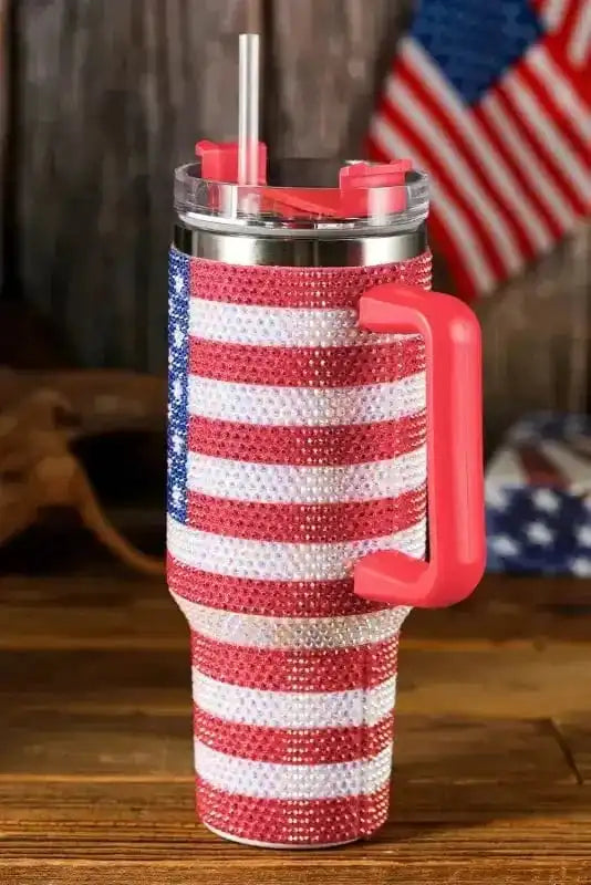 Tumblers Red / ONE SIZE / 304 Stainless Steel Patriot Sparkle 40oz Thermos Tumbler