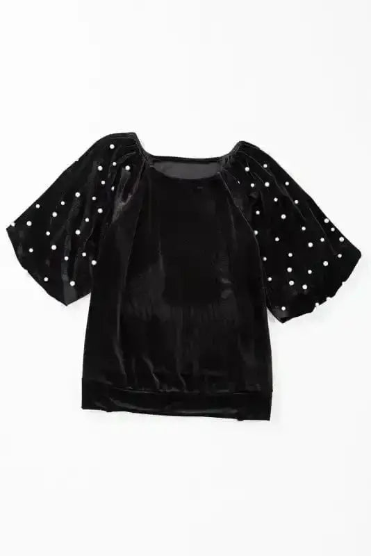 Tunic Tops Onyx Bead Velvet Tunic Top