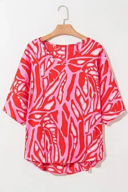 Tunic Tops Red / S / 97%Polyester+3%Elastane Ruby Rhapsody Oversized Blouse