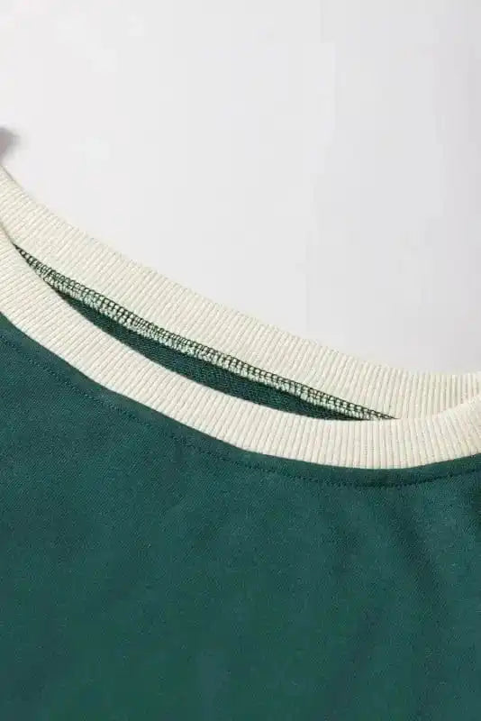 Two Piece Dresses Evergreen Contrast Pullover and Skort Set