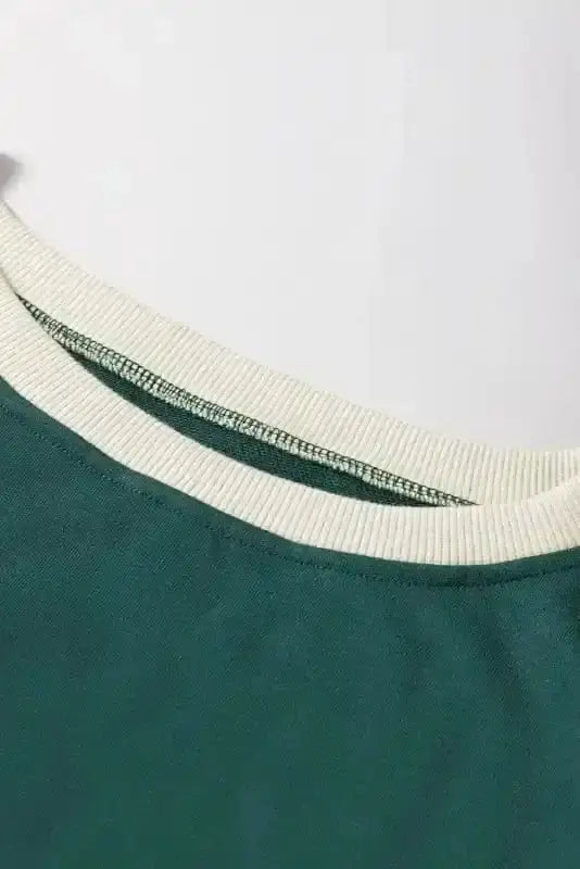 Two Piece Dresses Evergreen Contrast Pullover and Skort Set