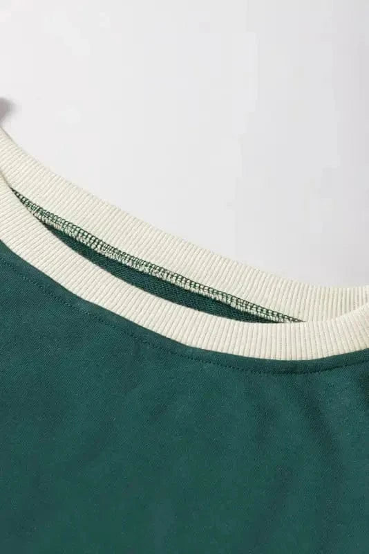 Two Piece Dresses Evergreen Contrast Pullover and Skort Set