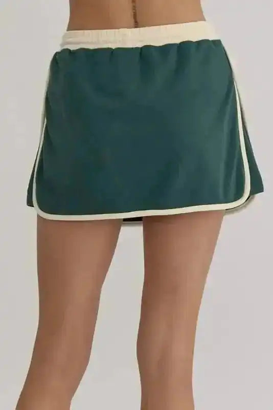 Two Piece Dresses Evergreen Contrast Pullover and Skort Set