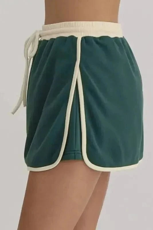 Two Piece Dresses Evergreen Contrast Pullover and Skort Set