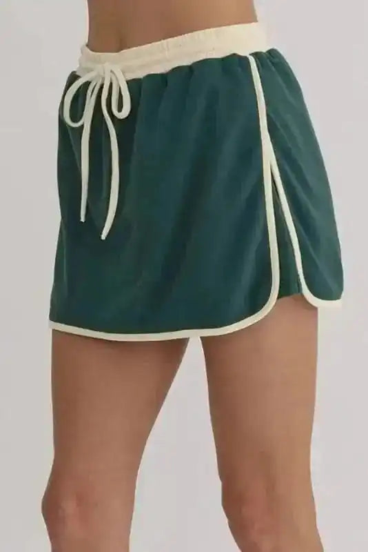 Two Piece Dresses Evergreen Contrast Pullover and Skort Set
