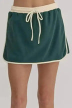 Two Piece Dresses Evergreen Contrast Pullover and Skort Set