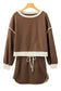 Two Piece Dresses Mocha Contrast Pullover and Skort Set