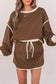 Two Piece Dresses Mocha Contrast Pullover and Skort Set