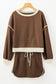 Two Piece Dresses Mocha Contrast Pullover and Skort Set