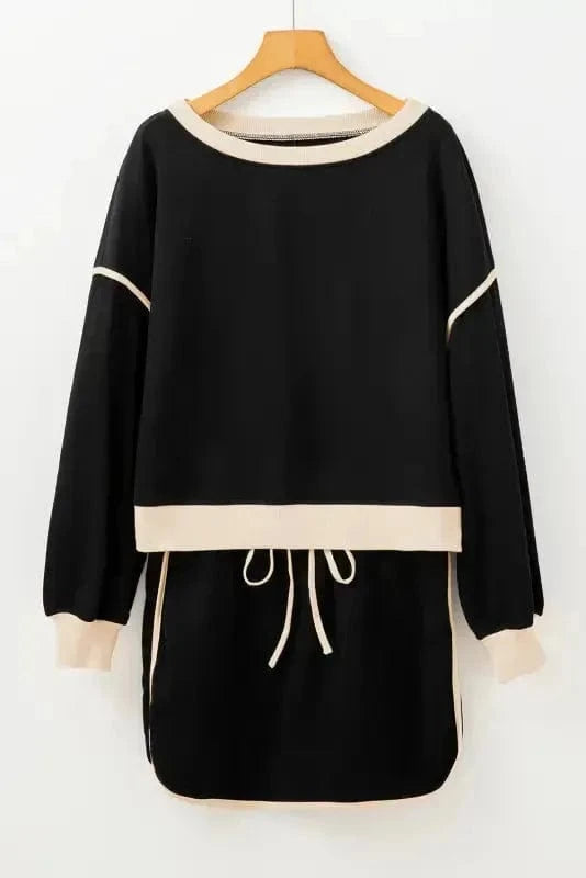 Two Piece Dresses Noir Chic Pullover and Skort Set