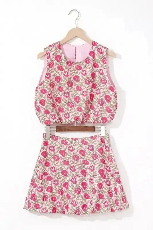 Two Piece Dresses Puffy Crop Top & Mini Skirt Set