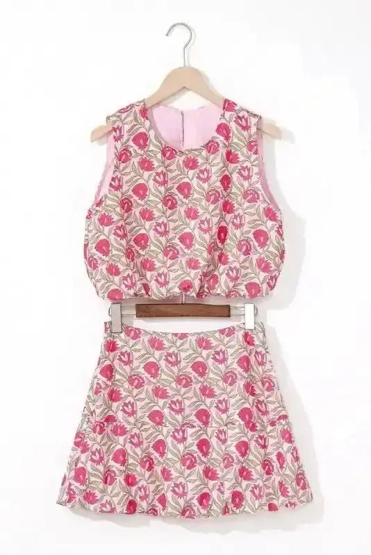 Two Piece Dresses Puffy Crop Top & Mini Skirt Set
