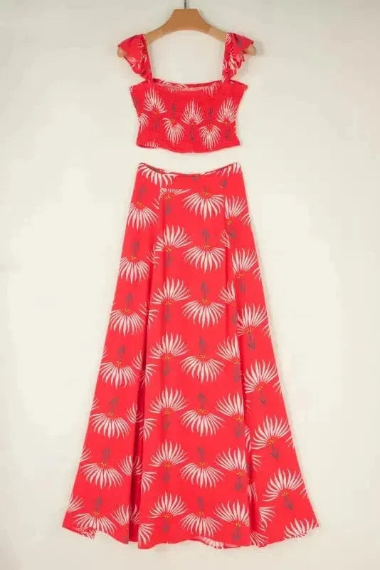 Two Piece Dresses Rosette Ruffle Co-ord Set