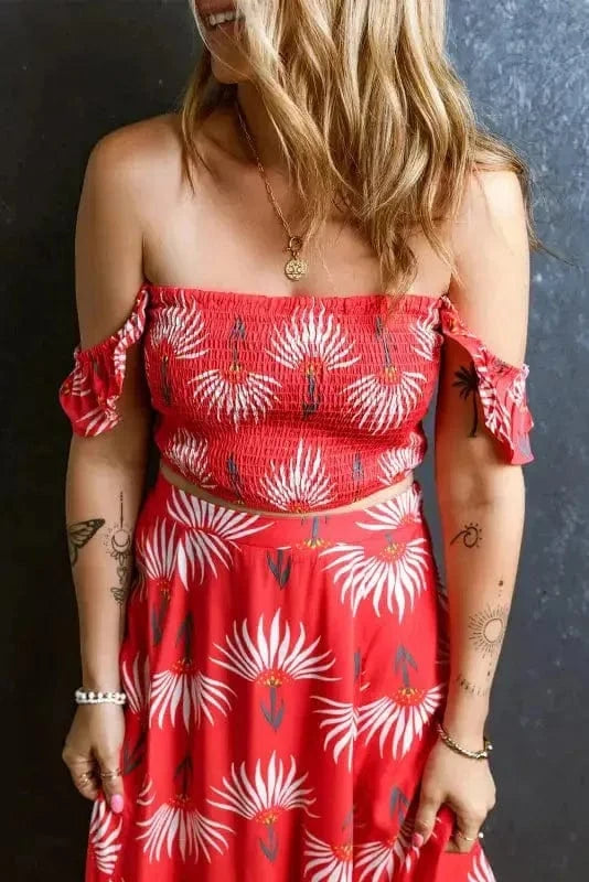 Two Piece Dresses Rosette Ruffle Co-ord Set