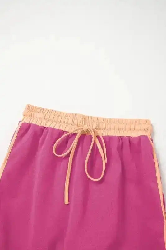 Two Piece Dresses Rosy Contrast Pullover and Skort Set