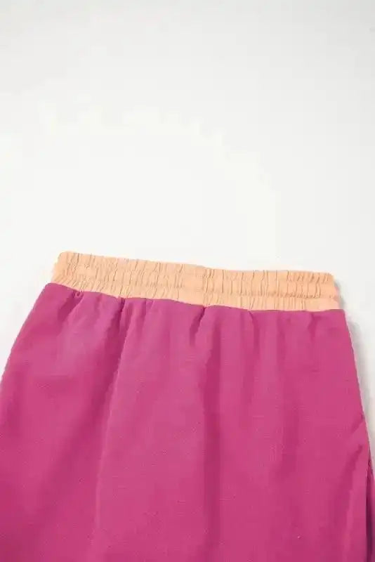 Two Piece Dresses Rosy Contrast Pullover and Skort Set