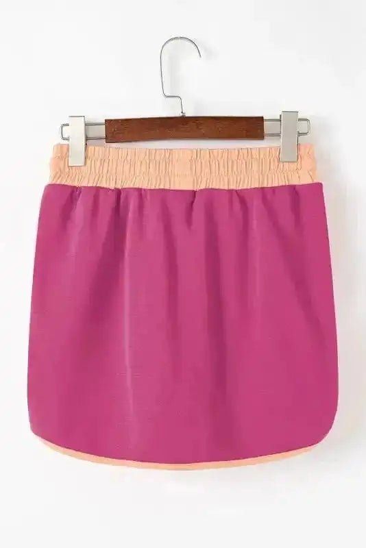 Two Piece Dresses Rosy Contrast Pullover and Skort Set