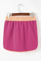 Two Piece Dresses Rosy Contrast Pullover and Skort Set